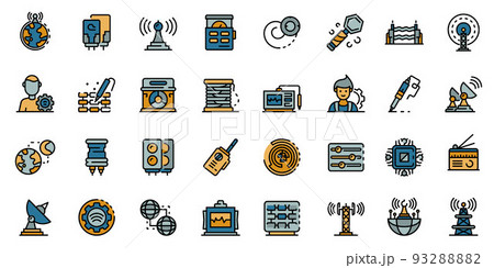 Radio engineer icons set, outline style 93288882