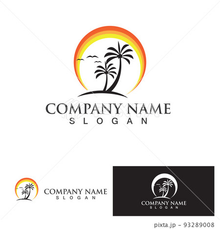 Palm tree summer logo template 93289008