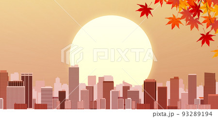 紅葉　大都市　背景素材 93289194