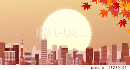 紅葉　大都市　背景素材 93289195
