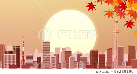 紅葉　大都市　背景素材 93289196