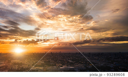 Evening cloudscape in city, Colorful sunset 93289608