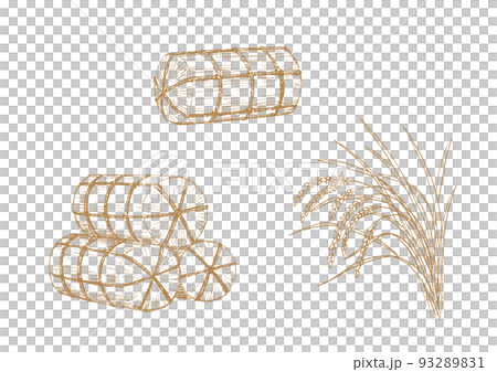 Pen drawing of rice and rice bales Line drawing Pen drawing of rice and rice bales Line drawing 93289831