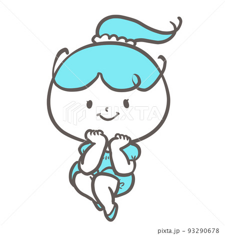 元気ポーズのこどもシリーズ 嬉しそうにかわいい女の子ポーズをとるこどものイラスト素材