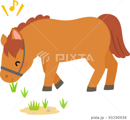 草を食べる馬、道草 草を食べる馬、道草 93290936