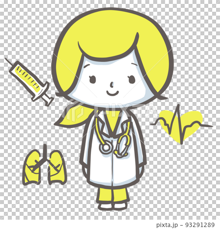 A serious-looking female doctor with an examination background yellow version A serious-looking female doctor with an examination background yellow version 93291289