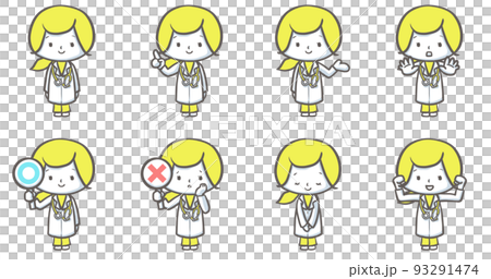 Medical workers A set of kind-looking female doctors explaining in various poses (yellow version) Medical workers A set of kind-looking female doctors explaining in various poses (yellow version) 93291474