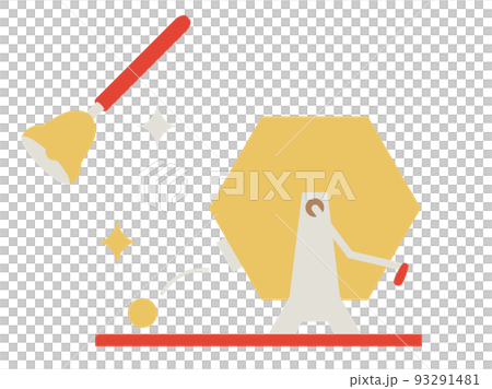 Illustration of lottery rattle and handbell 93291481