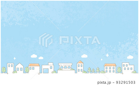 手書き風の住宅街の街並み　昼(16:9) 93291503