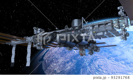 人工衛星と地球 93291768