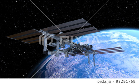 人工衛星と地球 93291769