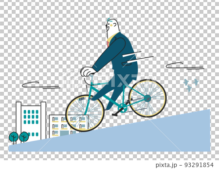 一個在商業區騎自行車的商務人士插畫素材 93291854