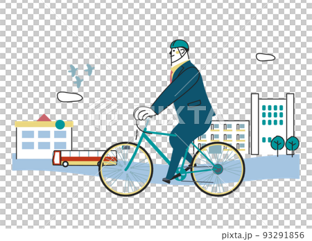 一個在商業區騎自行車的商務人士插畫素材 93291856