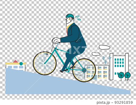 一個在商業區騎自行車的商務人士插畫素材 93291859