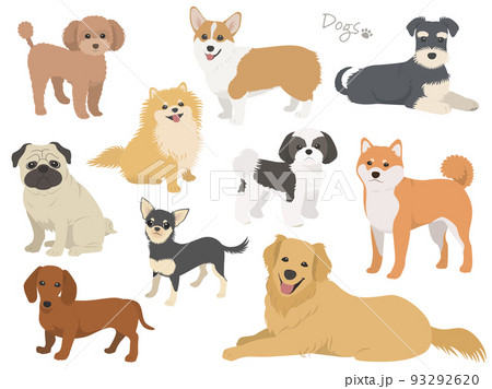 犬のイラスト集 犬たちの和風イラストのポストカード イラスト素材 [5314917