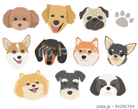 色んな犬種の顔イラストセット2 93292704