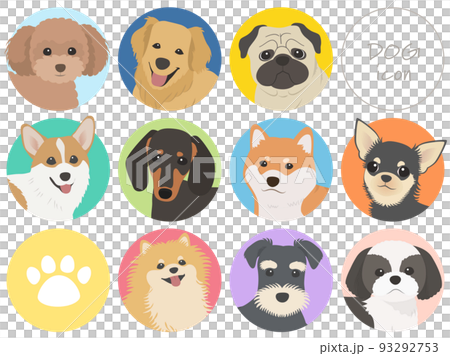 Various dog breed icon set 2 93292753