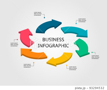 arrow chart template for infographic for presentation for 6 element 93294532