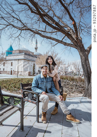 couple enjoying their time together moment wearing sweater couple enjoying their time together moment wearing sweater 93297887