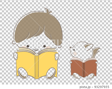 読書をする子供とリスのイラスト 読書をする子供とリスのイラスト 93297935
