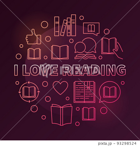 I Love Reading vector circular colorful outline illustration I Love Reading vector circular colorful outline illustration 93298524