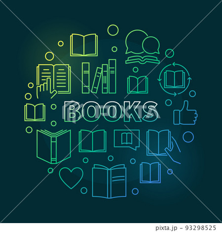 Books round colorful outline vector concept illustration Books round colorful outline vector concept illustration 93298525