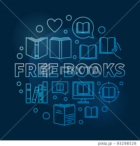 Free Books concept blue circular outline vector illustration Free Books concept blue circular outline vector illustration 93298526