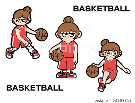 バスケをする女の子のゆるいイラスト 93298818