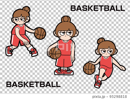 バスケをする女の子のゆるいイラスト 93298818