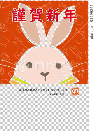 rabbit 0244ページ 2023 Year of the Rabbit New Year's card rabbit - Stock
