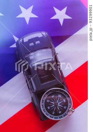 Traveling by car in the USA. Moving to America. Tourists by car. Traveling by car in the USA. Moving to America. Tourists by car. 93299901