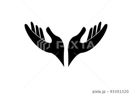 Human hand silhouette charity concept isolated on white background. Arm with fingers, helpful gesture. 93301520