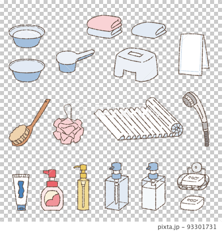バスグッズのイラスト（主線あり） 93301731