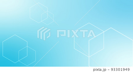 Abstract gradient blue background and white line of hexagon illustration 93301949