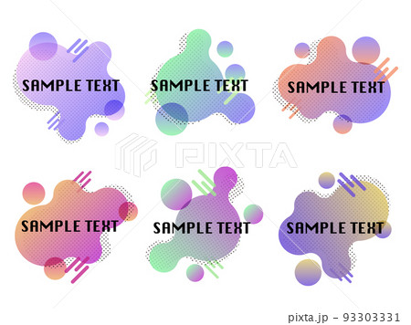 カラフルで抽象的なリキッドフレームイラストセット1 93303331
