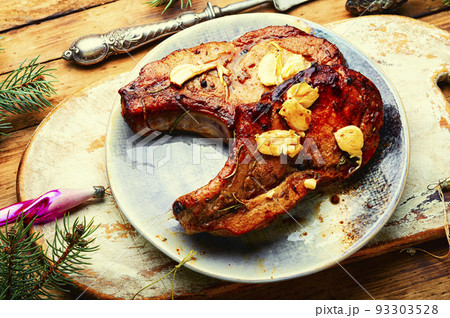 Prepared pork loin, Christmas food 93303528