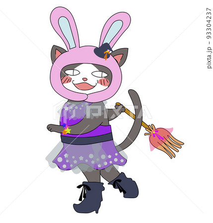 ハロウィンに魔女の仮装をするウサギ推しのネコ ハロウィンに魔女の仮装をするウサギ推しのネコ 93304237