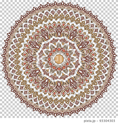 Mandala art (geometric patterns, plants, three-dimensional effect) 93304303