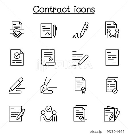 Contract icon set in thin line style 93304465