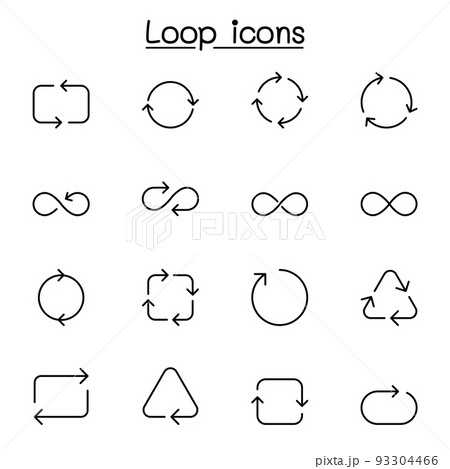 Loop icon set in thin line style Loop icon set in thin line style 93304466