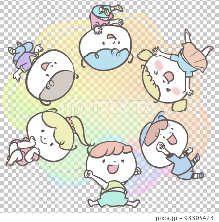 Cheerful children playing in a circle full body version 2 93305423