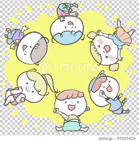 円になって楽しそうにはしゃぐ明るい子どもたち全身バージョン3 円になって楽しそうにはしゃぐ明るい子どもたち全身バージョン3 93305424