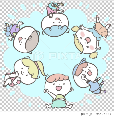 Cheerful children playing in a circle full body version 4 93305425