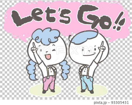 レッツゴー!と笑顔で指をさす男の子と女の子2 レッツゴー!と笑顔で指をさす男の子と女の子2 93305431