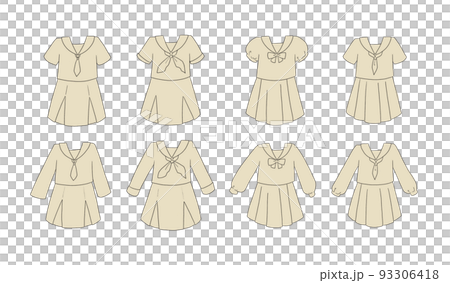 ベージュのセーラー服のイラストセット ベージュのセーラー服のイラストセット 93306418