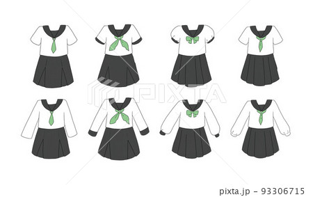 セーラー服のイラストセット セーラー服のイラストセット 93306715