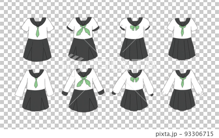 セーラー服のイラストセット セーラー服のイラストセット 93306715