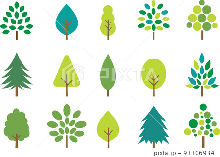 木　アイコン　セット　グリーン 93306934