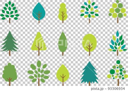 木　アイコン　セット　グリーン 93306934