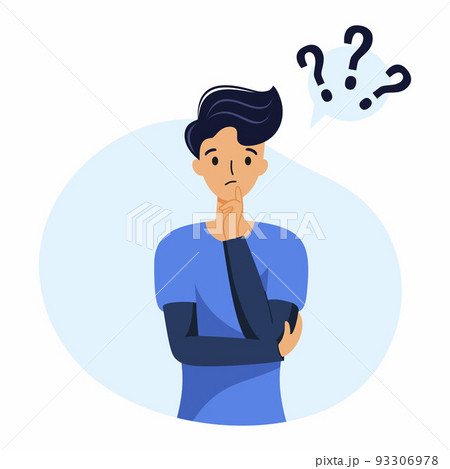 Man thinks about problem. Search for solution to problem. Boy thinks about question. 93306978